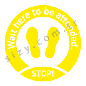 Sosyal Mesafe Stickeri - Wait here to be attended - Görsel 7