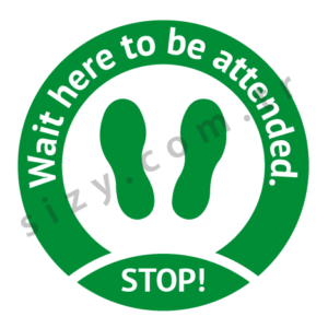 Sosyal Mesafe Stickeri - Wait here to be attended - Görsel 6